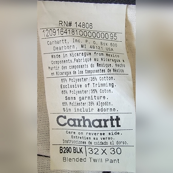 Carhartt Black Blended Twill Pant Pants 32 B290 BLK Office Work Business Formal - Picture 4 of 6